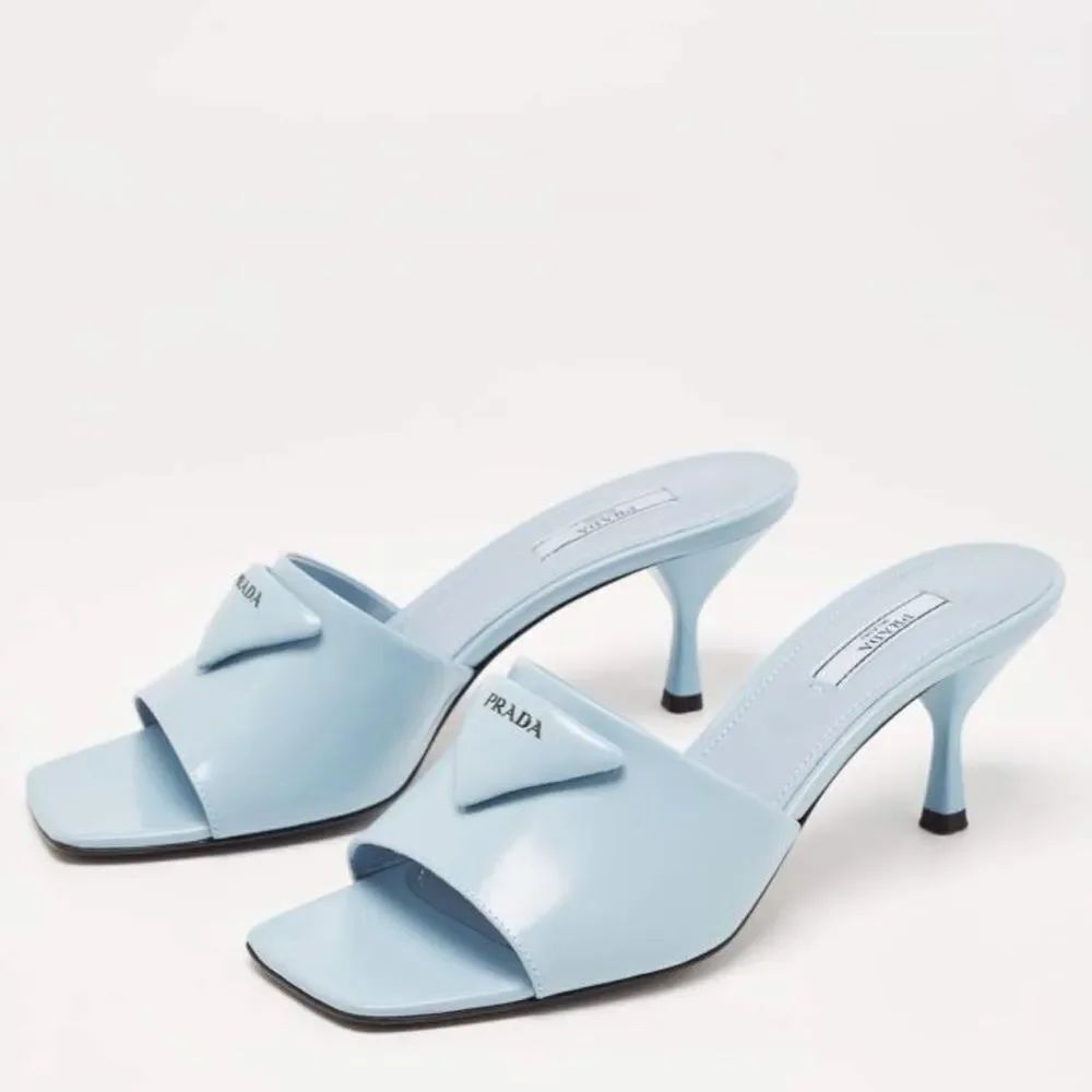 Prada Sky Blue Leather Heels